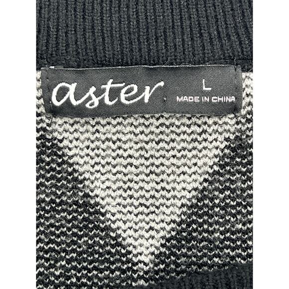 ARGYLE Sweater Midi Dress Black White Light Grey (Womens: Large) - Picture 7 of 8